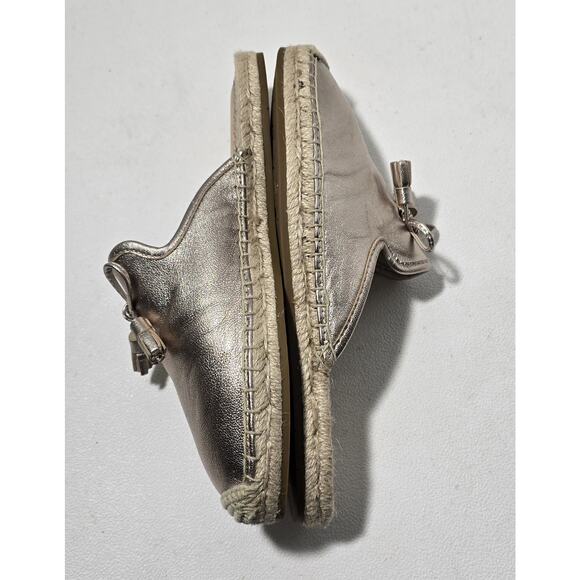 Coach Cassidy Rose Gold Espadrille Slip On Slides Flat Tassel Mule Sz 6.5 - Picture 6 of 11